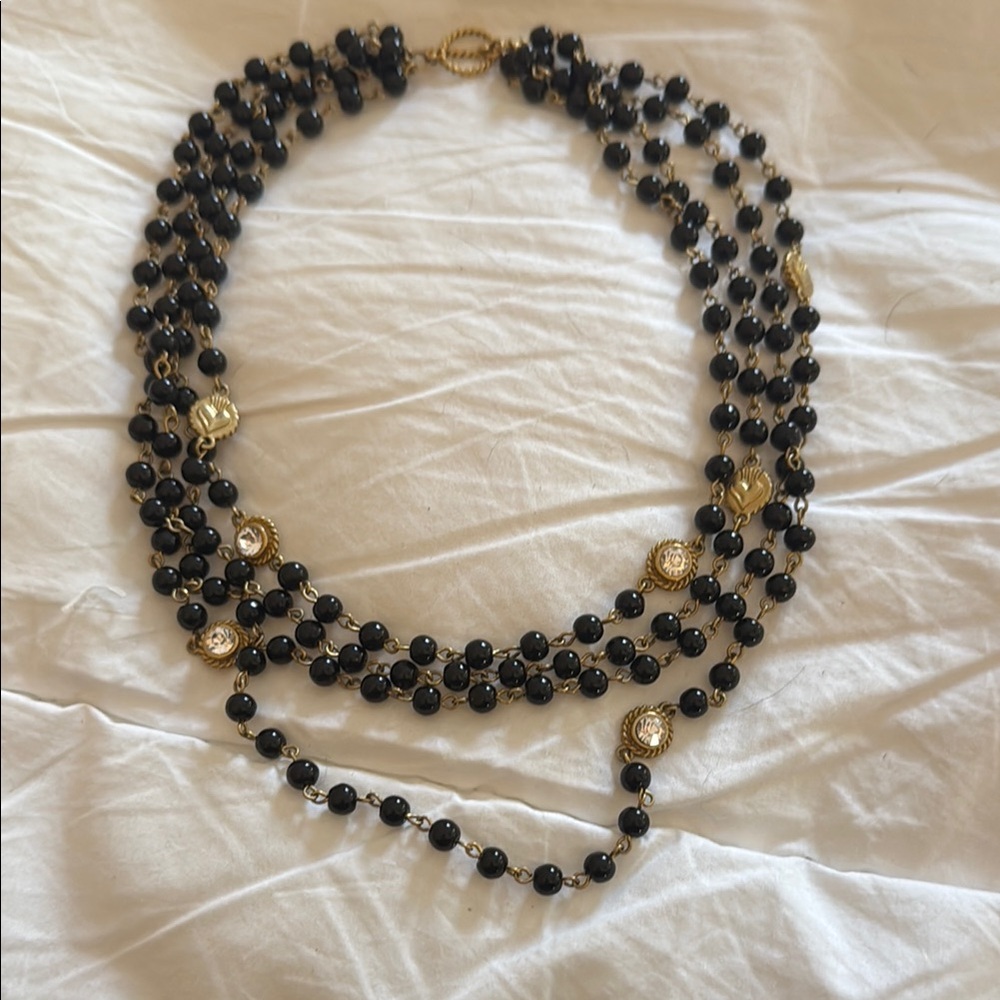 Virgins Saints & Angels Black and Gold Multi-Strand Necklace